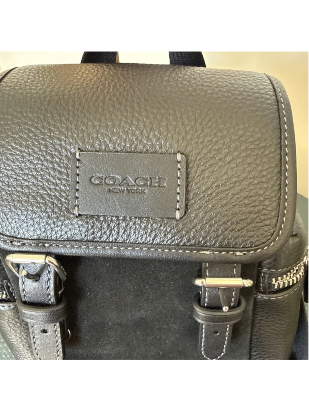 Coach Black Suede Pebble Leather Sprint Sling Pack Backpack